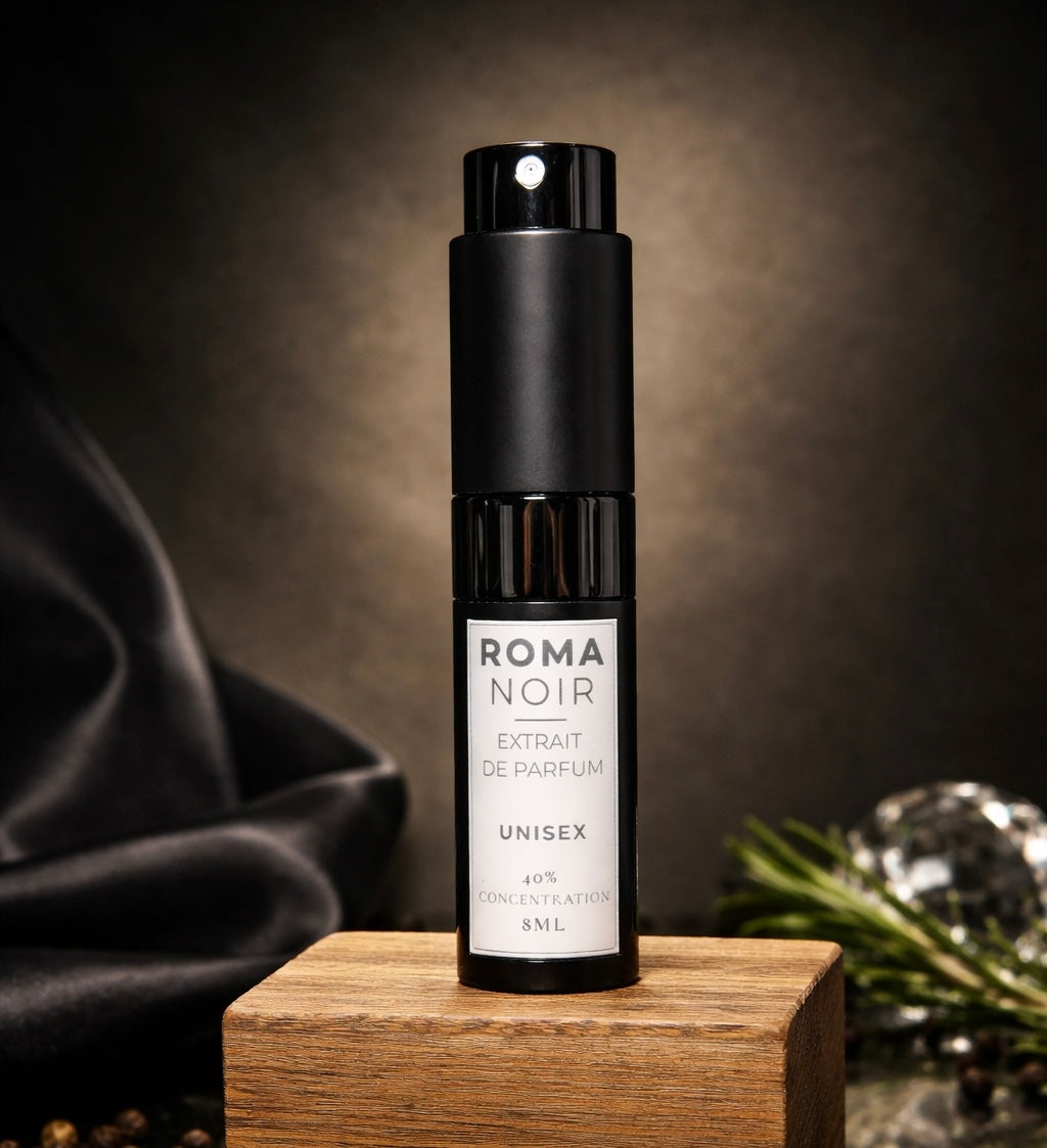 Roma Noir 8mL Travel Perfume Atomizer — Extrait de Parfum 40% Concentration Long Lasting